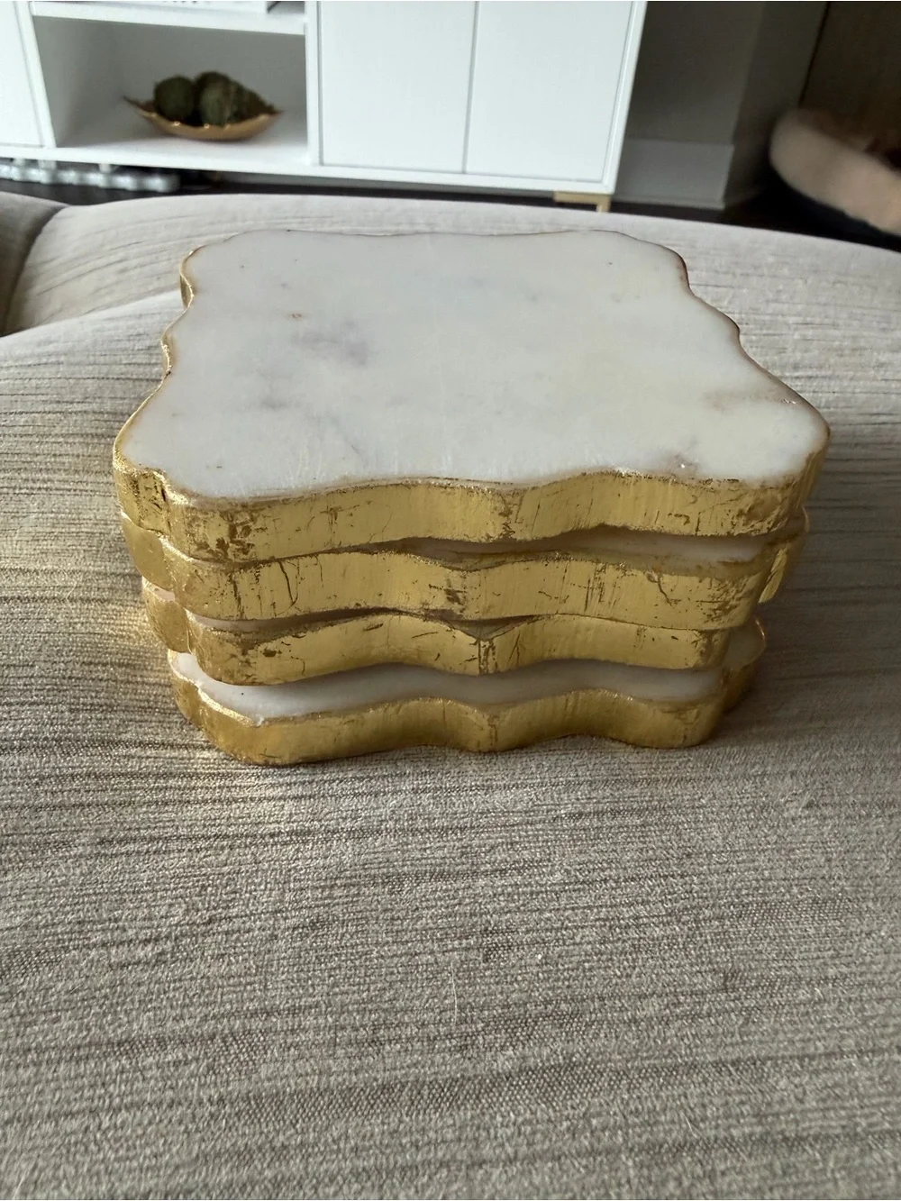 Marble and Gold Coasters- Set of 4